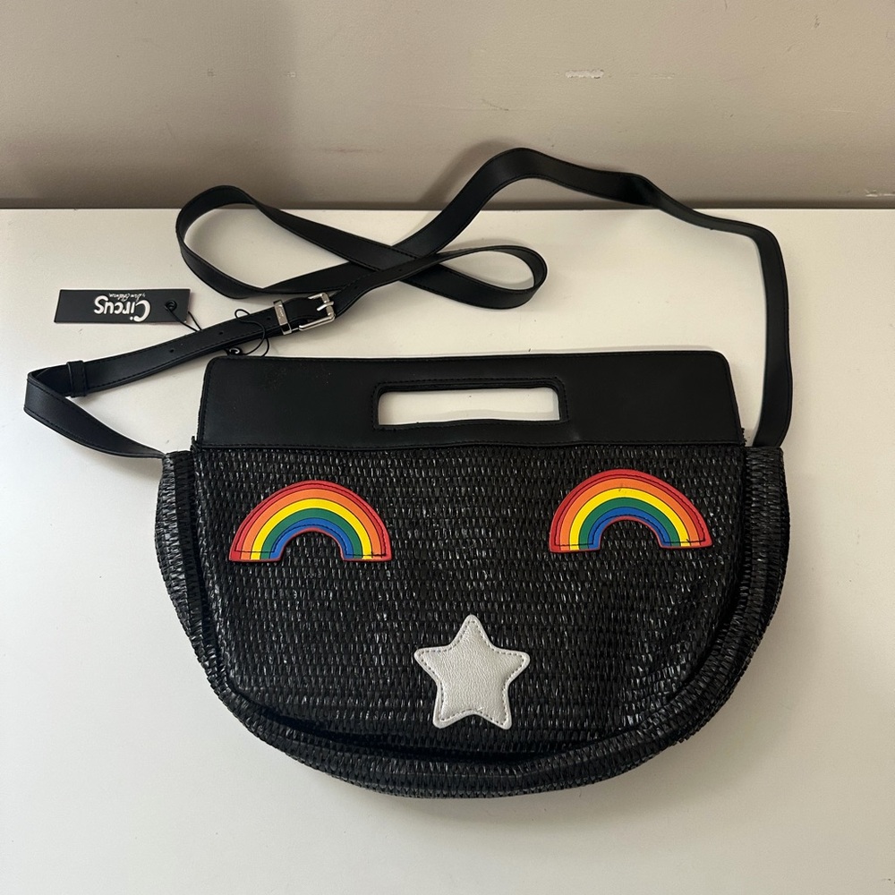 Sam Edelman Circus Whimsical Black Darla Half Moon satchel Bag